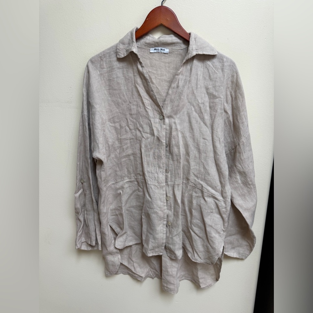 Meo Meli Women's Beige Linen Top